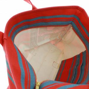 TORY BURCH ロゴボーダートートバッグ レッド