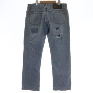 DOLCE&GABBANA デニムパンツ ストレート カットオフ ダメージ加工 コットン 52 XL ライトブルー IBO17