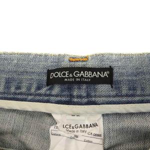 DOLCE&GABBANA デニムパンツ ストレート カットオフ ダメージ加工 コットン 52 XL ライトブルー IBO17