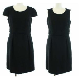 ワンピース 2WAY 半袖 ノースリーブ ひざ丈 38 ブラック