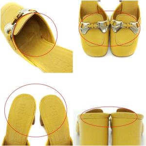 PRADA ミュール サンダル スクエアトゥ ローヒール レザー 35 22.0cm イエロー