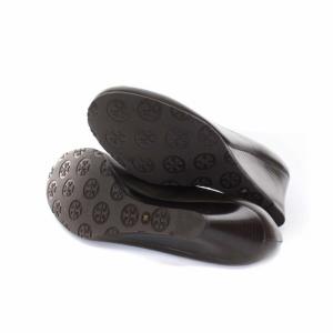 TORY BURCH ロゴプレートレザー厚底パンプス 7M ブラウン