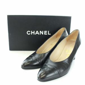CHANEL パンプス ココマーク レザー ポインテッドトゥ 37 黒