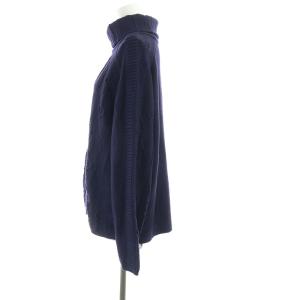 HERMES タートルネックニット 刺繍 イタリア製 38 S ネイビー