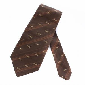 ネクタイ ロゴ ストライプ シルク イタリア製 ブラウン