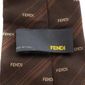 FENDI ネクタイ ロゴ ストライプ シルク イタリア製 ブラウン
