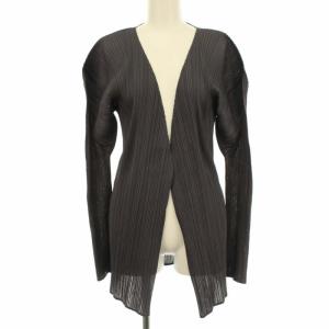 イッセイミヤケ カーディガン 変形 ミドル ミディアム 長袖 プリーツ 4 グレー