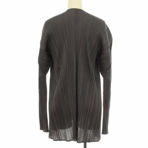 PLEATS PLEASE ISSEY MIYAKE イッセイミヤケ カーディガン 変形 ミドル ミディアム 長袖 プリーツ 4 グレー