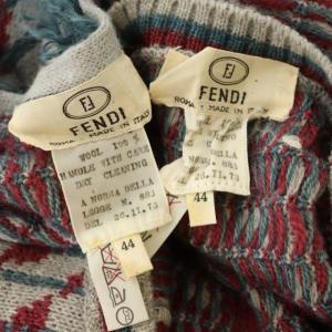 FENDI ヴィンテージ アンサンブル Vネック ニット ウール 44 グレー