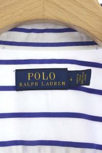 POLO RALPH LAUREN ロゴ刺繍ストライプひざ丈ワンピース 4 ブルー