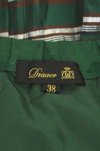 Drawer フレアスカート ロング チェック タック 38 グリーン