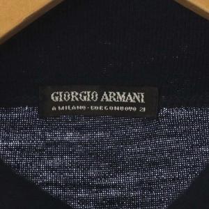 GIORGIO ARMANI ニット セーター 長袖 ハイネック プルオーバー ウール 50 ネイビー