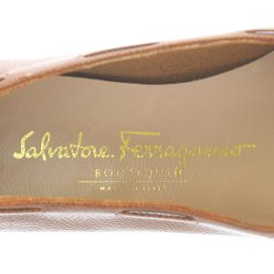 Salvatore Ferragamo フラットシューズ パンプス アーモンドトゥ リボン レザー 5 ブラウン