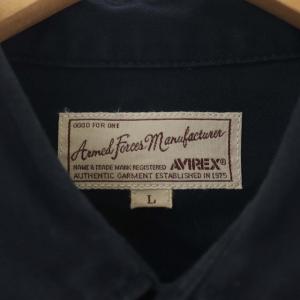 AVIREX シャツ 長袖 前開き ワッペン L ネイビー