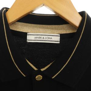 MARK&LONA ポロシャツ 半袖 刺繍 ラインストーン ラメ M ブラック