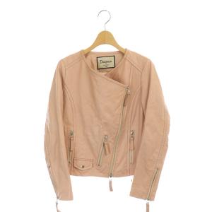 ライダースジャケット ジップアップ ラムレザー 36 ピンク