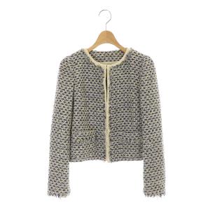 ツイードノーカラージャケット 36 ベージュ