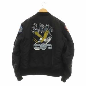 AVIREX ジャケット ブルゾン MA-1 ナイロンジャケット プリント  L ブラック