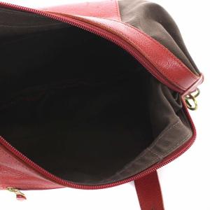 IL BISONTE ショルダーバッグ レザー キャンバス レッド ブラウン