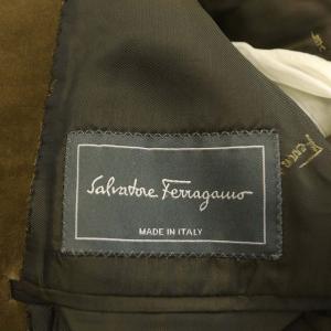Salvatore Ferragamo テーラードジャケット ベロア 総裏地 2B 50 カーキ