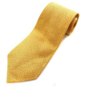 ネクタイ シルク H ロゴ 総柄 イエロー