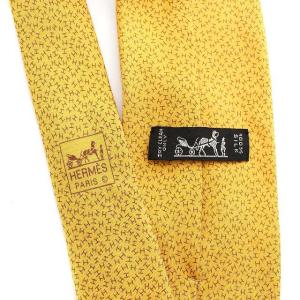 HERMES ネクタイ シルク H ロゴ 総柄 イエロー
