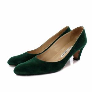 パンプス スエード ヒール 39 グリーン