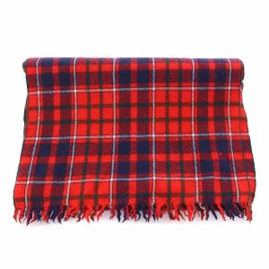 COMME des GARCONS HOMME ウールチェックマフラー レッド