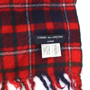 COMME des GARCONS HOMME ウールチェックマフラー レッド