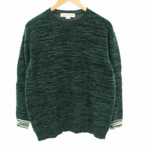 総柄ウールニットセーター グリーン