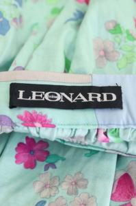 LEONARD フレアスカート ミディ丈 ライトブルー マルチカラー