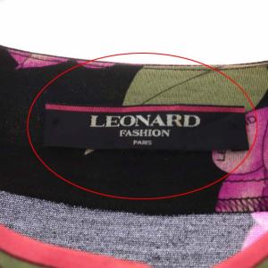 LEONARD FASHION カーディガン シルク混 花柄 L 黒