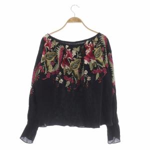 GRACE CONTINENTAL 花柄刺繍ボートネックブラウス 36 ブラック