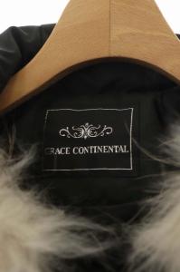 GRACE CONTINENTAL ダウンコート 中綿コート アウター ダブル フード チャイニーズラクーンファー 36 ダークモス