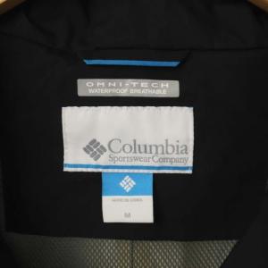 Columbia ナイロンジャケット ジップアップ フード付き ロゴ刺繍 M ブラック