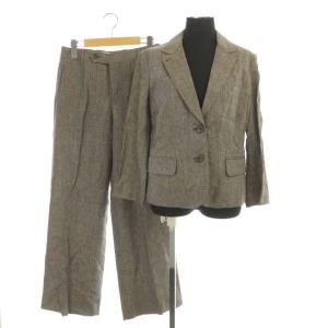 セットアップ テーラードジャケット シングル ストレートパンツ リネン 1 ブラウン