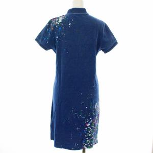 POLO RALPH LAUREN ポロシャツワンピース 半袖 ひざ丈 ペイント S インディゴ