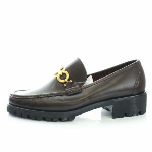 Salvatore Ferragamo ローファー ガンチーニ レザー 8.5D 26cm 茶 