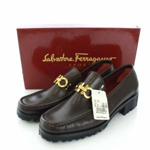 Salvatore Ferragamo ローファー ガンチーニ レザー 8.5D 26cm 茶 
