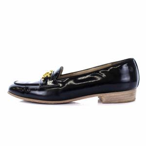 Salvatore Ferragamo ガンチーニ ローファー モカシン ローヒール エナメル 4.5C ブラック
