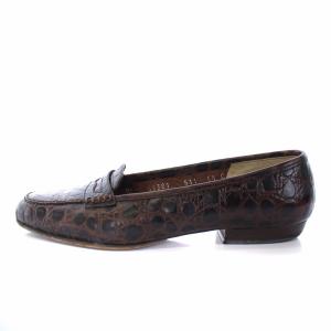 Salvatore Ferragamo パンプス クロコ型押し レザー 22.5cm ブラウン