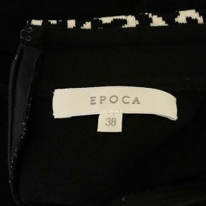 EPOCA ニット ワンピース ひざ丈 切替 長袖 38 ブラック オフホワイト
