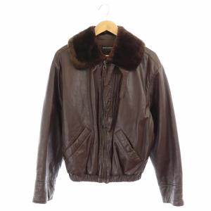 レザージャケット 中綿 ボア 46 ブラウン