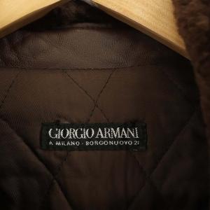 GIORGIO ARMANI レザージャケット 中綿 ボア 46 ブラウン
