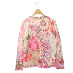 LEONARD アンサンブル 総柄 カーディガン 半袖カットソー クルーネック L LL ピンク