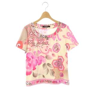 LEONARD アンサンブル 総柄 カーディガン 半袖カットソー クルーネック L LL ピンク