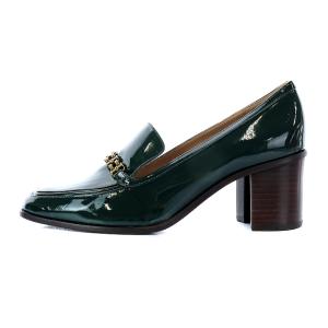 TORY BURCH パンプス チャンキーヒール パテントレザー 7.5 グリーン