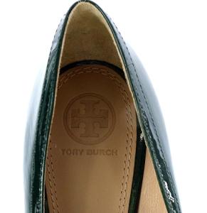 TORY BURCH パンプス チャンキーヒール パテントレザー 7.5 グリーン