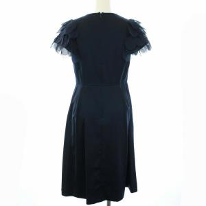 Chesty 20年 ワンピース ひざ丈 半袖 ビジュー チュール 0 ネイビー