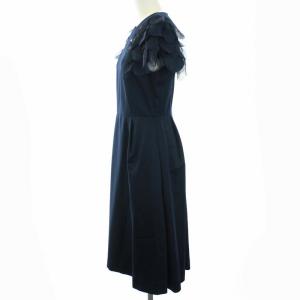 Chesty 20年 ワンピース ひざ丈 半袖 ビジュー チュール 0 ネイビー